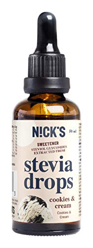 NICKS Stevia Drops, stevia líquida en gotas sin azúcar, cero calorías, edulcorante líquido aromatizado 50 ml (Cookies & Cream)