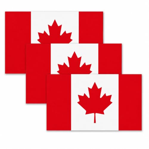 Image of Canadian Flag Vinyl Flag Stickers, Car Decals, Waterproof Indoor Outdoor, Laptop Stickers, Car Bumper, Canada Flag, 5 x 3 Inches, Set of 3