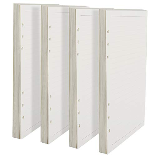 Teenitor Lot de 4 recharges de papier, A5, papier ligné, 180/360 pages (21 x 14.2 cm), papier 6 trous, recharge pour journal en cuir, carnets, projets de bricolage Cover