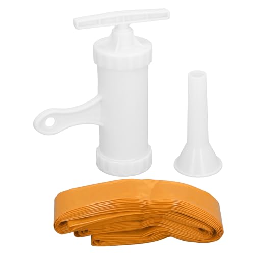 Sausage Stuffer with Stuffing Tubes, Homemade Sausage Maker Meat Filler Plastic Sausage Casings Inedible Casings with Sausage Stuffing Tubes Manual Stuffer Funnels Attachment