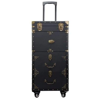 Preisvergleich Produktbild CPTTKI Kosmetiktasche Kosmetikerin Wheel Cosmetic Suitcase Bag, Friseur Rolling Toolbox, Nails Manicurist Trolley, Beauty Division Box Schwarz