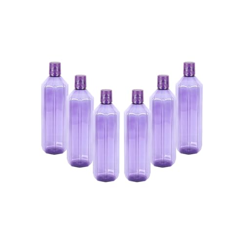 Image of PEARLPET Gemini BPA-Free Plastic Water Bottle Set |Lightweight, Leak-Proof & Freezer Safe - Pack of 6 (1000ml Each), Purple