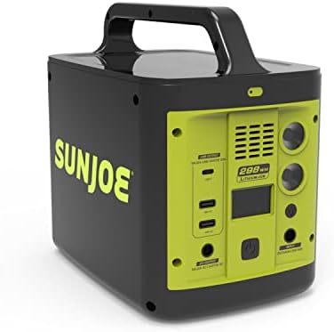 Sun Joe PPG300 298Wh 6-Amp Portable Power Generator Station | w/ 110V 1.7-Amp Modified Wave AC Outlet, 1/5-V 2.4-AMP USB Type A, 1/5-V 3-Amp USB Type A + C, 1/12-V 10-Amp DC Outlet, Light, LCD Display