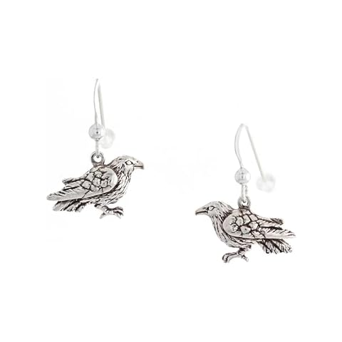 Jewelry Trends Sterling Silver Celtic Crow Black Bird Dangle Earrings Raven Jewelry Cover