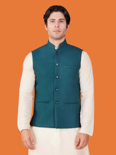 Image of Vastraa Fusion Men's Traditional Woolen Nehru Jacket Modi Waistcoat
