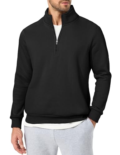 JMIERR Mens Quarter Zip Pullover Polo Sweater Mock Neck Long Sleeve Lightweight Fleece Sweatshirts