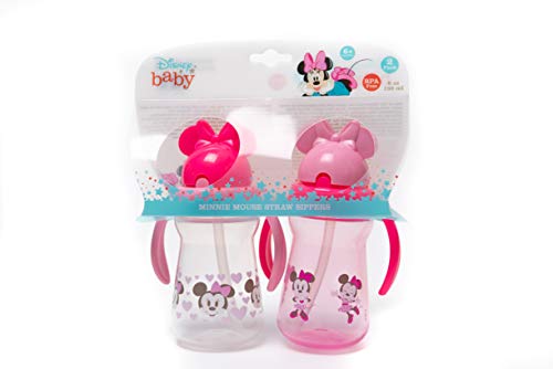 Cudlie Disney Minnie Mouse 7oz Baby Girl's Set of Two Straw Sipper Handles, Minnie Baby