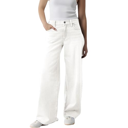 Women's Wide Leg Jeans High Waisted Baggy Denim Pants with Stretch, Straight Leg Loose Casual Trouser Y2K Style
