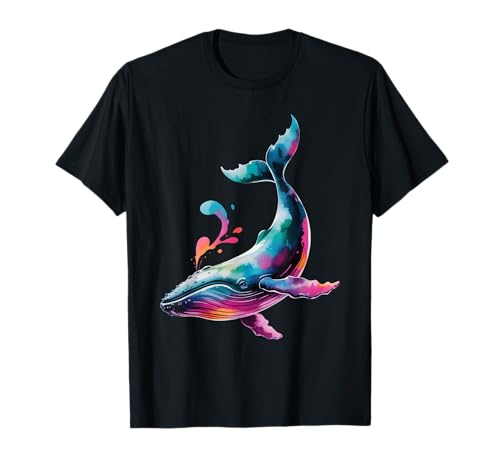 Póster de Ballena Estilo Colorido Pintura Salpicadura gráfico artístico Camiseta