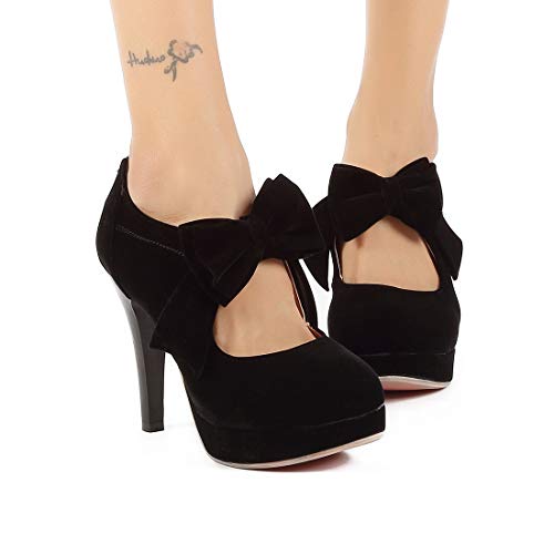 Image of Mostrin Fashion Vintage Womens Small Bowtie Platform Pumps Ladies Sexy High Heeled Shoes