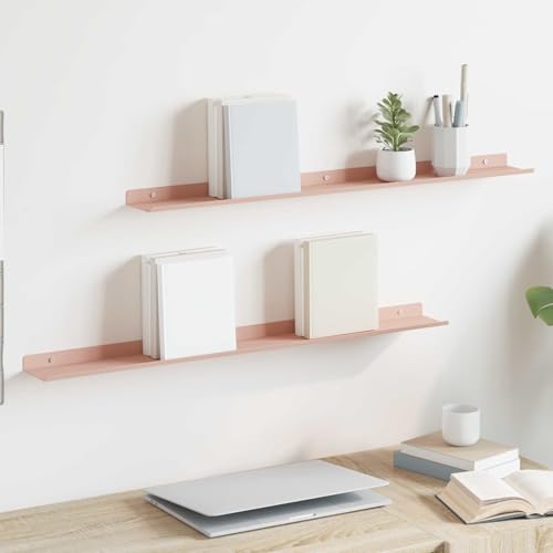 Lumanois Étagère Flottante 2 pcs Rose 80 x 9 x 2,5 cm Acier Étagères murales & corniches Rose,8003974