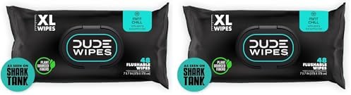DUDE Wipes, 48 Wipes, 2 Pack | Flushable | Mint Chill | Extra-Lar...