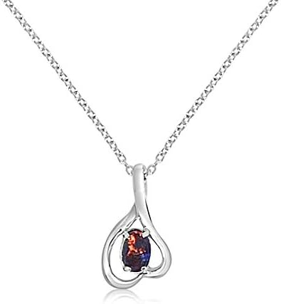 Red Blue Opal Necklace by Alcheri | Twirl Natural Opal Triplet Sterling Silver Necklace for Women | Holiday Gift, 18"