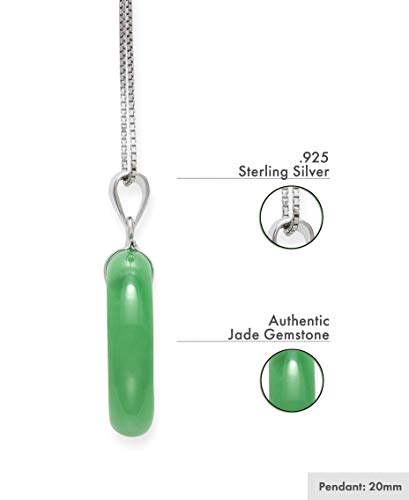 Belacqua Natural Green Jade Chinese Symbol Fu Good Luck Pendant Necklace in Sterling Silver, 20mm Round, 18" Box Chain, Hypoallergenic Jewelry for Women, Gift Box Included3