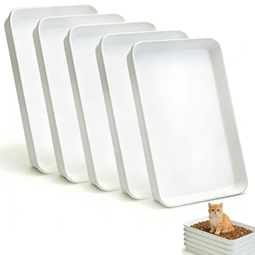 Kit de 5 bandejas grandes para arenero de gato blanco miniatura 1
