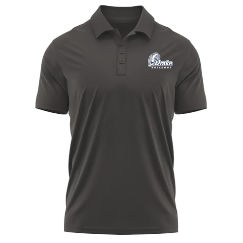Campus Lab Drake University Men's Polo Left Chest Logo, Charcoal, Large