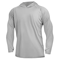 DiULi Herren UV Sonnenschutz Langarmshirt, UV-Schutz Kapuzenpullover für Angeln Rash Guard, Sun Hoodie UPF50+ UV Training Gym Pullover, Hellgrau-XL