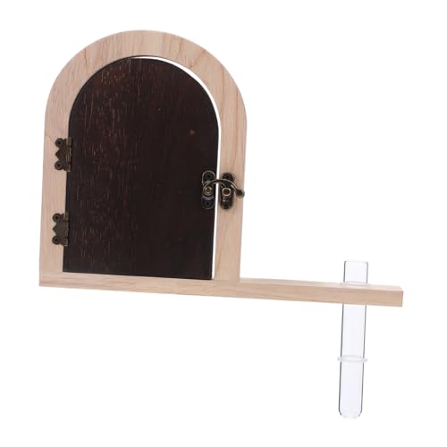 HAMPPLIES 童話ドア形状木製コンセントカバー 花瓶付き試験管装飾 プラグガード 部屋用フェアリーデコレーション