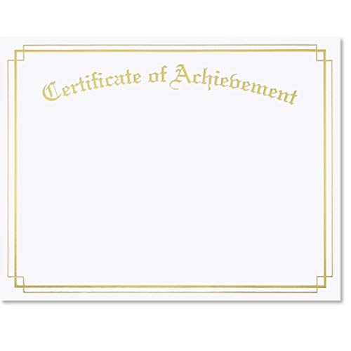 PaperDirect Achievement Gold Foil Border Specialty Certificates, 8 1/2 inch x 11 inch, 38lb White Stock, 50 Count, for School, Work, Diplomas & Award Certificates