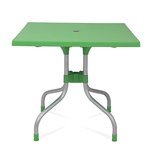Large Aluminum Outdoor Dining Table: Durable, Portable, and Perfect for Camping 7 OAKNEST Supreme Olive Plastic Foldable Square Dining Table with Aluminium Base for Dining Room| Garden| Cafe| Restaurent Etc.| 6 Months Warranty* (Parrot Green)