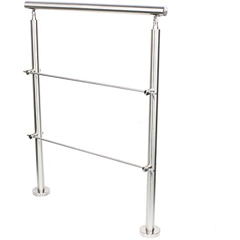 Step Railing Stair Railing Banister Hight 106.5cm Stainless Steel Handrail Safety with 2/3 Cross Bars for Indoor Outdoor (80cm, 2 Crossbar) Cover