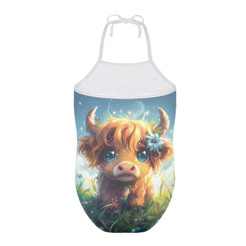 Image of ELEQIN Cartoon Animal Cute Girls One Piece Swimsuit Adjustable Swimwear for 3Y-10Y
