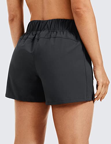 Crz Yoga Women's Waterproof Stretch Hiking Shorts: Mid Rise Summer Outdoor Golf Workout Shorts Zip Pockets With Belt - 3'' Ink Gray Small #TOP1
