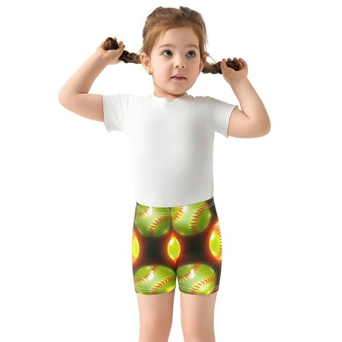 Joisal Glowing Neon Softball Bright Yellow Toddler Girls Biker Shorts Cotton Shorts for Under Dress Cute 4t Summer Clothes3