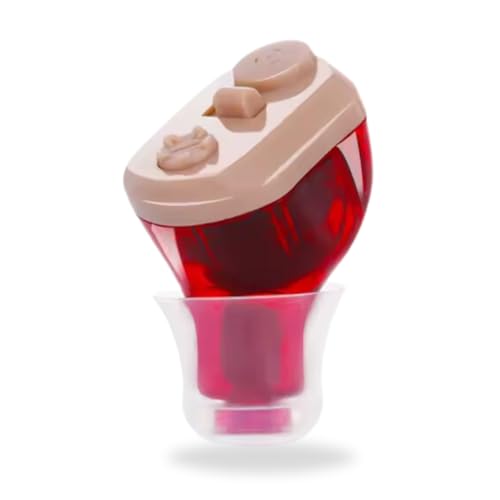 Image of Balson AG-7950 Mini Invisible Rechargeable Digital CIC Hearing Amplifier Ear Aid Receiver Rechargeable Hearing Aids For Seniors (Red, For Right Ear, With Dry Kit)