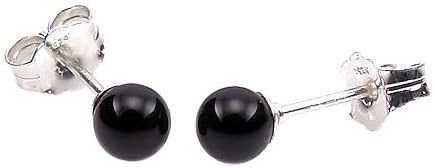 Trustmark 14K White Gold 4mm Black Onyx Ball Stud Post Earrings