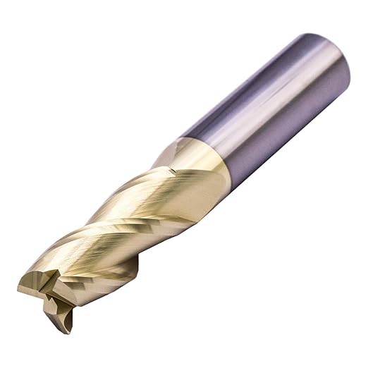 Image of 1 /2 inch 3 Flute Solid Carbide Square End Mill, ZrN Coated, for Aluminum | 37 Helix, 1 /2 inch Cutting Dia, 1 /2 inch Shank Dia, 1-1 /4 inch LOC, 3 inch OAL, For Milling Aluminum and Copper
