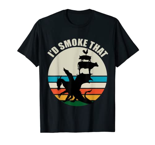 Hombre Divertido dinosaurio barbacoa parrilla identificación humo que el día sarcástico padre Camiseta