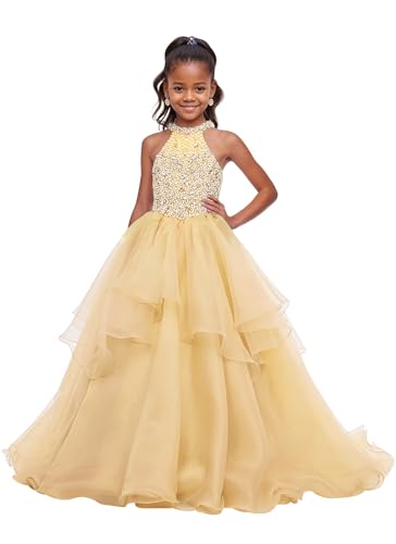 Sweet 16 Pageant Dress for Girls Quinceanera Halter Flower Girl