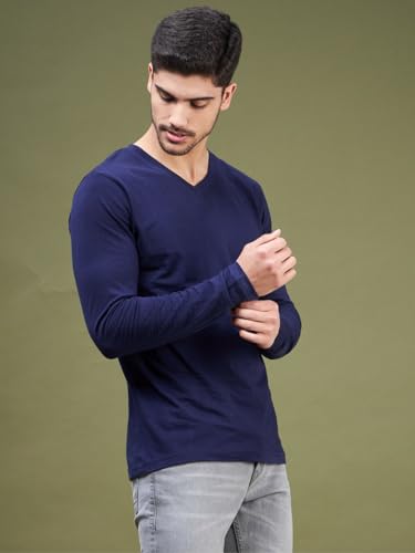 Image of INKKR Men's Solid Plain V-Neck T-Shirt