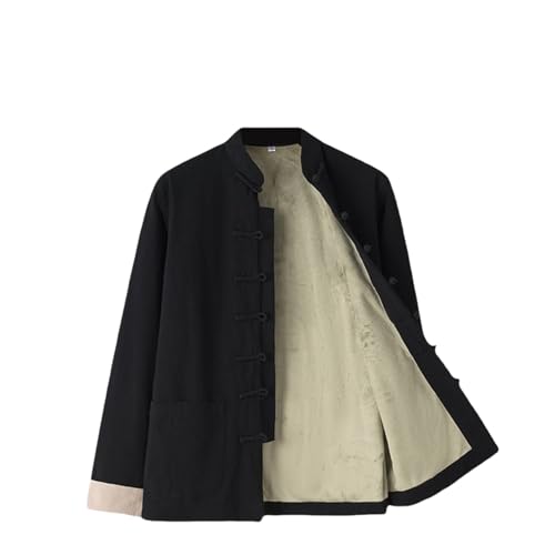 Chaqueta de traje cuello alto para hombre que busca un estilo oriental negro