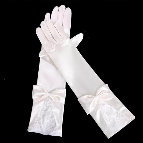 Long Opera Party Gloves for Women Girls,First Communion,Wedding Flower Girl's Satin Gloves,Costumes Elbow Length Bridal Evening Dress Fingered glove‌ for 1920s 20s Tea Party4