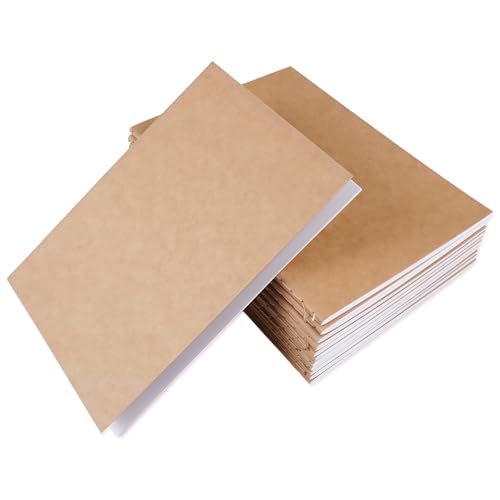 12 Pack Cuaderno de Kraft Blanda, 10.5 x 14 cm Cubierta Marrón Kraft Cuaderno, Libretas de Notas de Papel Krafts, Libreta Notas Sin Líneas, 48 Páginas/24 Hojas, para Oficinas, Escuelas, Viajes