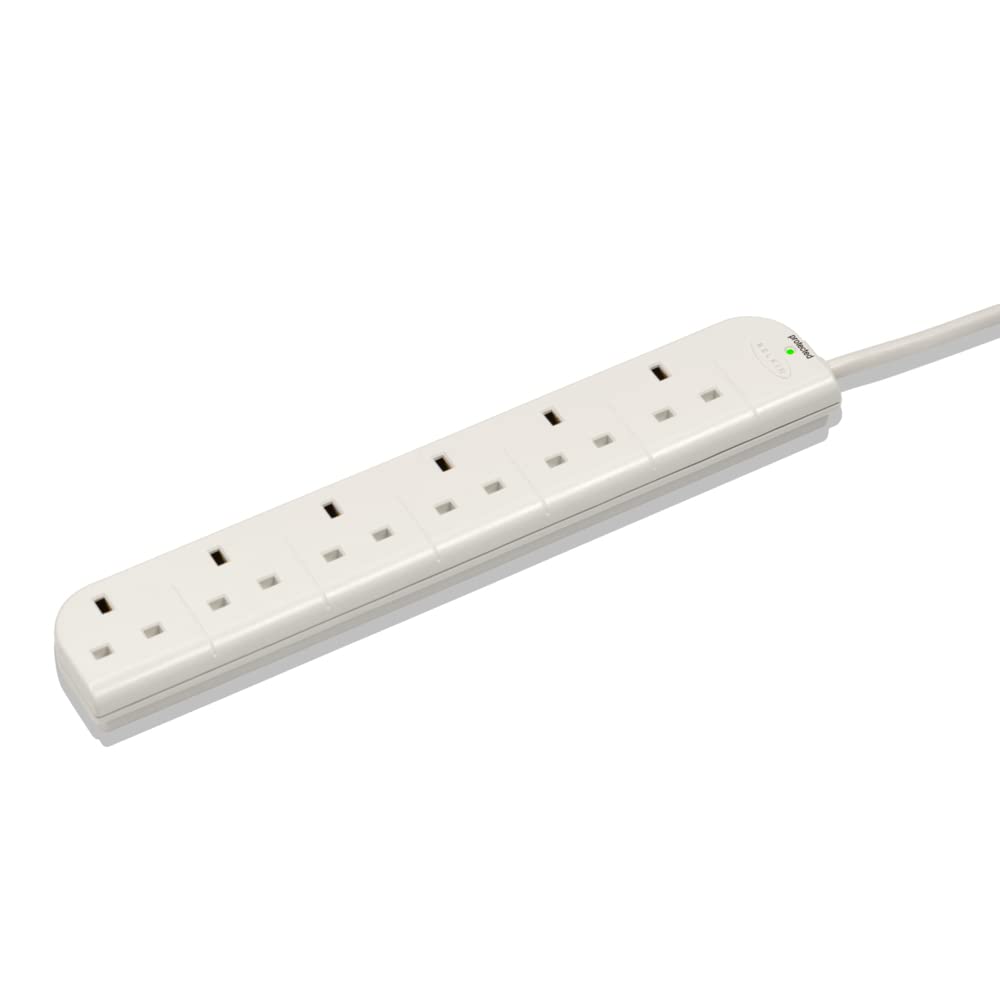 Belkin E-Series 6 Socket, 1-Metre SurgeStrip, Surge Protector, Power Extension Cord