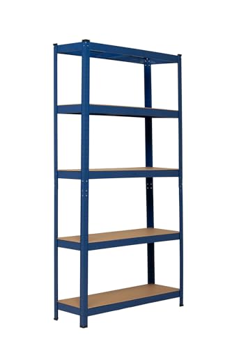 RACK KING Metal Shelf, 180 x 90 x 30 cm, 5 Shelves, 1 kg Capacity, Blue RACK KING Metal Shelf, 180 x 90 x 30 cm, 5 Shelves, 1 kg Capacity, Blue