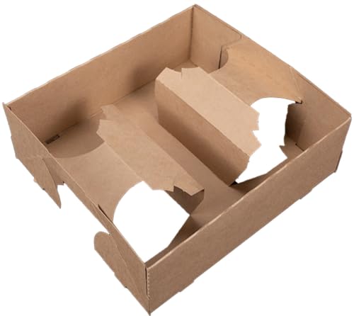 SCT Concessions Container W/Drink Holder - 0124 Kraft Recyclable Snack Box, Disposable Carry Out Tray, Ideal Stadium Tray, Movie Theater Snack Tray, 9-1/4 8-1/2X3-1/4 (Pack of 225)