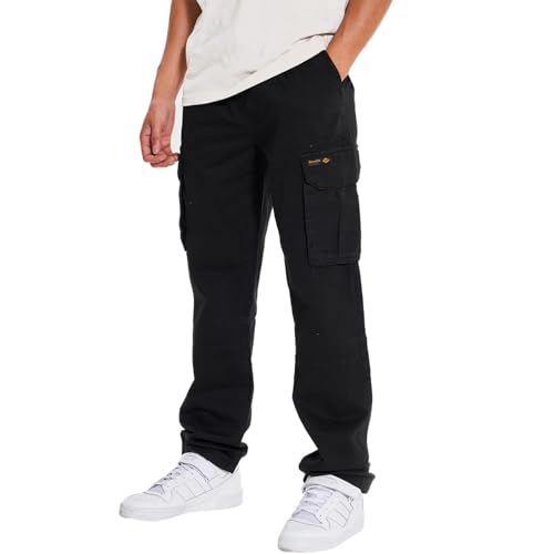 Bench Sergei Herren-Cargohose aus Baumwolle mit mehreren Taschen, Schwarz , 46