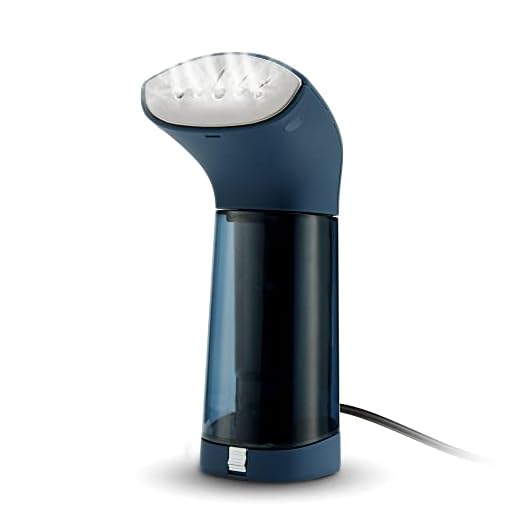 Electrolux Compact Handheld Travel Garment and Fabric Steamer for Clothes Powerful Dry Steam, Rapid Heating Portable 2 in 1 Fabric Wrinkle Remover and Clothing Iron, with Fabric Brush, Blue
