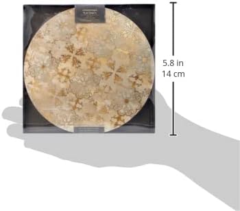 Creative Tops Cork-Backed Round Placemats Set of 4, 29cm , Table Mats with Printed Gold Impressions Design Coasters, Gold / Grey