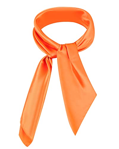 Jecery Orange Silk Head Scarf Large Square Long Neck Halloween Costume Scarf Satin Handkerchief Retro for Women Man