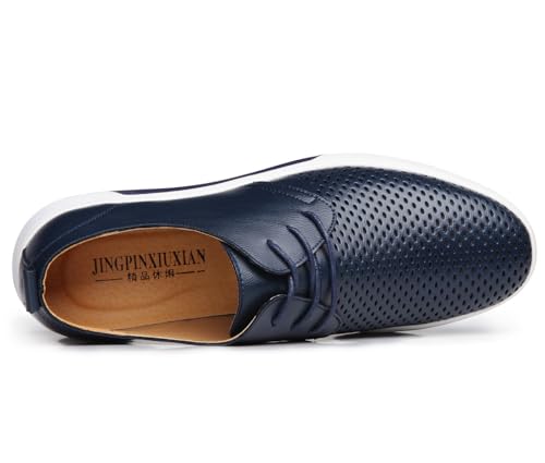 Men's Breathable Summer Lace Up Perforated Oxford Sneakers Casual Walking Driving Flats Shoes3