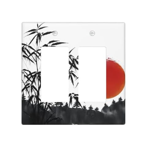 WUYOCHA Black Bamboo Red Sun Switch Plate Covers Cover