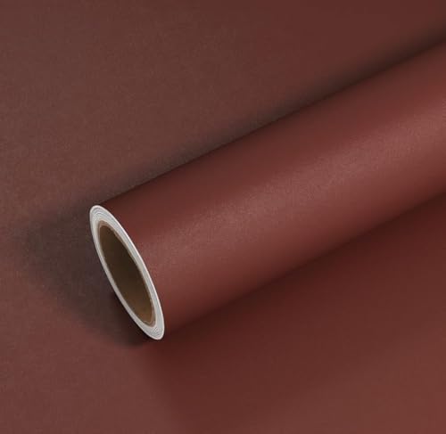 Image of Dark Brown Solid Matt Peel and Stick Wallpaper Contact Paper Wallpaper Modern Self Adhesive Wallpaper Decorative Removable 2 x 4 Feet