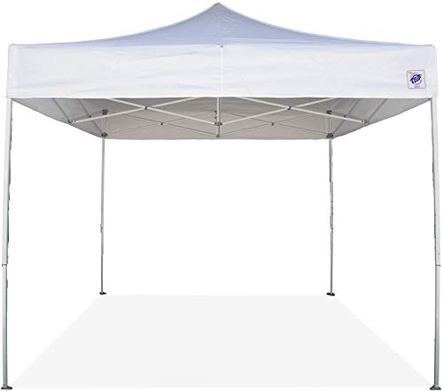 E-Z UP Event Shelter Canopy, Straight Leg 10' x 10' with 4 Walls and Rolling Storage Bag, White