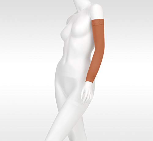 Manga de braço padrão Juzo Soft 2002 30-40 mmhg com faixa superior de silicone para mulheres, Cinnam