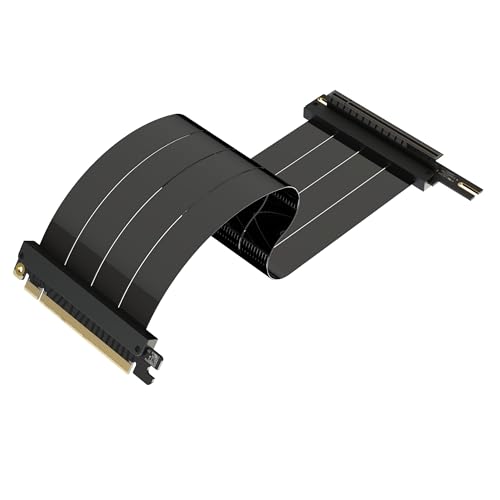 Image of LINKUP - AVA5 PCIE 5.0 Riser Cable (Open Box) | RTX5090 RX9070 GPU Ready | x16 128GB /s Speed | Compatible with PCIe 4.0 & WRX80 /WRX90E | Left Angle, Black 28cm (Total Length 32cm)